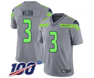 Nike Seahawks #3 Russell Wilson Gray Men's Stitched NFL Limited Inverted Legend 100th Season Jersey