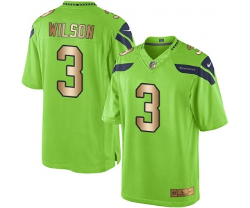 Nike Seahawks #3 Russell Wilson Green Men's Stitched NFL Limited Gold Rush Jersey