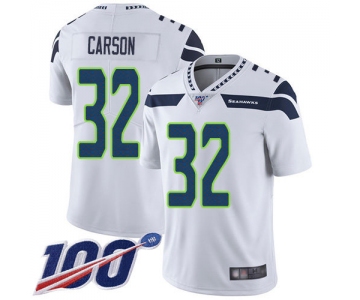Nike Seahawks #32 Chris Carson White Men's Stitched NFL 100th Season Vapor Limited Jersey