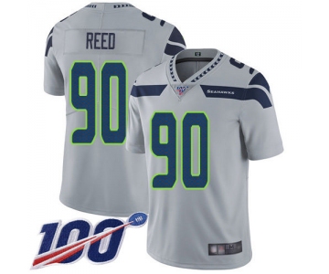 Nike Seahawks #90 Jarran Reed Grey Alternate Men's Stitched NFL 100th Season Vapor Limited Jersey