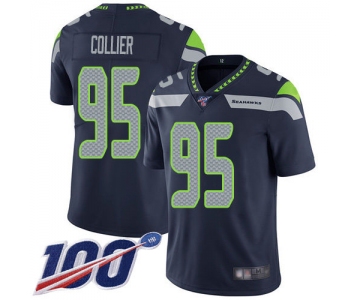 Nike Seahawks #95 L.J. Collier Steel Blue Team Color Men's Stitched NFL 100th Season Vapor Limited Jersey