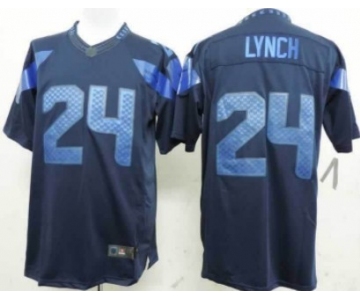 Nike Seattle Seahawks #24 Marshawn Lynch Drenched Limited Blue Jersey