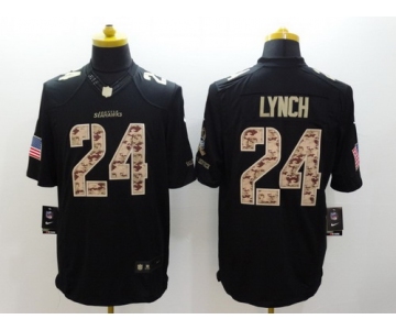 Nike Seattle Seahawks #24 Marshawn Lynch Salute to Service Black Limited Jersey