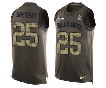 Nike Seattle Seahawks #25 Richard Sherman Green Men's Stitched NFL Limited Salute To Service Tank Top Jersey