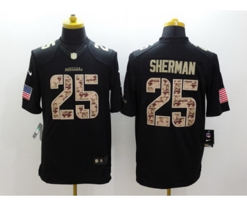 Nike Seattle Seahawks #25 Richard Sherman Salute to Service Black Limited Jersey