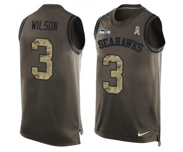 Nike Seattle Seahawks #3 Russell Wilson Green Men's Stitched NFL Limited Salute To Service Tank Top Jersey