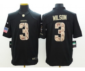 Nike Seattle Seahawks #3 Russell Wilson Salute to Service Black Limited Jersey