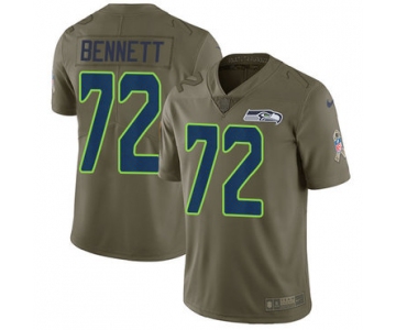 Nike Seattle Seahawks #72 Michael Bennett Olive Men's Stitched NFL Limited 2017 Salute to Service Jersey