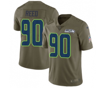 Nike Seattle Seahawks #90 Jarran Reed Olive Men's Stitched NFL Limited 2017 Salute to Service Jersey