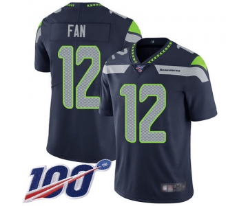 Seahawks #12 Fan Steel Blue Team Color Men's Stitched Football 100th Season Vapor Limited Jersey