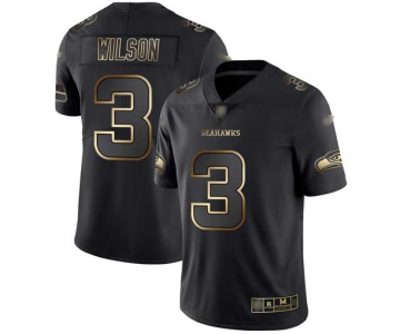 Seahawks #3 Russell Wilson Black Gold Men's Stitched Football Vapor Untouchable Limited Jersey