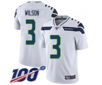 Seahawks #3 Russell Wilson White Men's Stitched Football 100th Season Vapor Limited Jersey