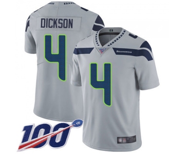 Seahawks #4 Michael Dickson Grey Alternate Men's Stitched Football 100th Season Vapor Limited Jersey