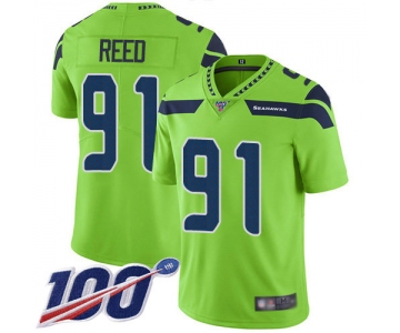 Seahawks #91 Jarran Reed Green Men's Stitched Football Limited Rush 100th Season Jersey