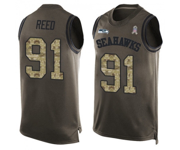 Seahawks #91 Jarran Reed Green Men's Stitched Football Limited Salute To Service Tank Top Jersey