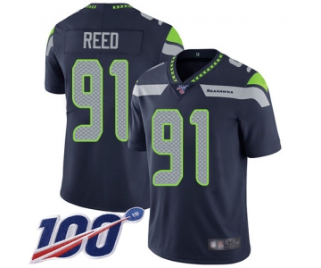 Seahawks #91 Jarran Reed Steel Blue Team Color Men's Stitched Football 100th Season Vapor Limited Jersey