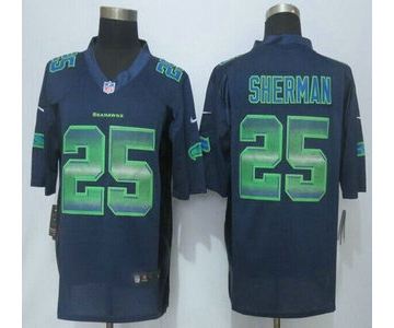 Seattle Seahawks #25 Richard Sherman Navy Blue Strobe 2015 NFL Nike Fashion Jersey