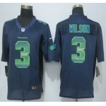 Seattle Seahawks #3 Russell Wilson Navy Blue Strobe 2015 NFL Nike Fashion Jersey