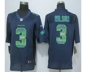 Seattle Seahawks #3 Russell Wilson Navy Blue Strobe 2015 NFL Nike Fashion Jersey