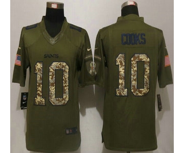 Men's New Orleans Saints #10 Brandin Cooks Green Salute to Service 2015 NFL Nike Limited Jersey