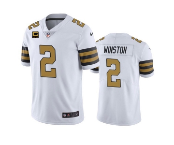 Men's New Orleans Saints 2022 #2 Jameis Winston White With 4-star C Patch Color Rush Limited Stitched Jersey