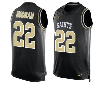 Men's New Orleans Saints #22 Mark Ingram Black Hot Pressing Player Name & Number Nike NFL Tank Top Jersey