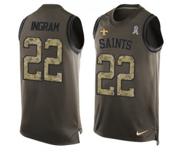 Men's New Orleans Saints #22 Mark Ingram Green Salute to Service Hot Pressing Player Name & Number Nike NFL Tank Top Jersey