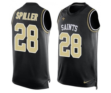 Men's New Orleans Saints #28 C.J. Spiller Black Hot Pressing Player Name & Number Nike NFL Tank Top Jersey