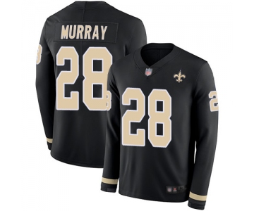 Men's New Orleans Saints #28 Latavius Murray Black Team Color Men's Stitched Football Limited Therma Long Sleeve Jersey