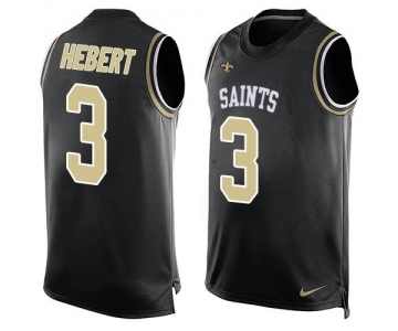 Men's New Orleans Saints #3 Bobby Hebert Black Hot Pressing Player Name & Number Nike NFL Tank Top Jersey