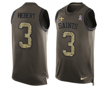 Men's New Orleans Saints #3 Bobby Hebert Green Salute to Service Hot Pressing Player Name & Number Nike NFL Tank Top Jersey