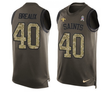 Men's New Orleans Saints #40 Delvin Breaux Green Salute to Service Hot Pressing Player Name & Number Nike NFL Tank Top Jersey