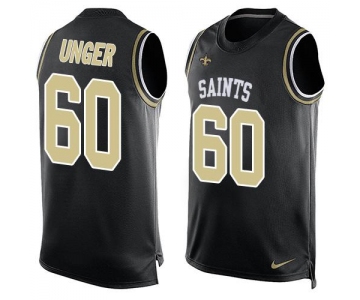 Men's New Orleans Saints #60 Max Unger Black Hot Pressing Player Name & Number Nike NFL Tank Top Jersey