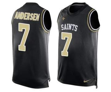 Men's New Orleans Saints #7 Morten Andersen Black Hot Pressing Player Name & Number Nike NFL Tank Top Jersey