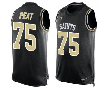 Men's New Orleans Saints #75 Andrus Peat Black Hot Pressing Player Name & Number Nike NFL Tank Top Jersey