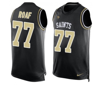 Men's New Orleans Saints #77 Willie Roaf Black Hot Pressing Player Name & Number Nike NFL Tank Top Jersey