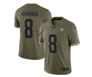 Men's New Orleans Saints #8 Archie Manning 2022 Olive Salute To Service Limited Stitched Jersey