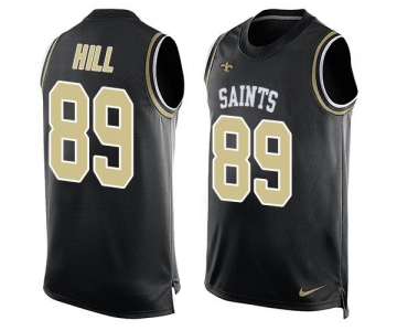 Men's New Orleans Saints #89 Josh Hill Black Hot Pressing Player Name & Number Nike NFL Tank Top Jersey