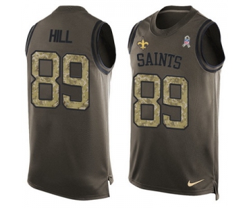 Men's New Orleans Saints #89 Josh Hill Green Salute to Service Hot Pressing Player Name & Number Nike NFL Tank Top Jersey