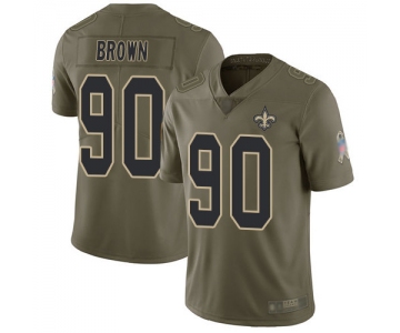 Men's New Orleans Saints #90 Malcom Brown Olive Men's Stitched Football Limited 2017 Salute To Service Jersey