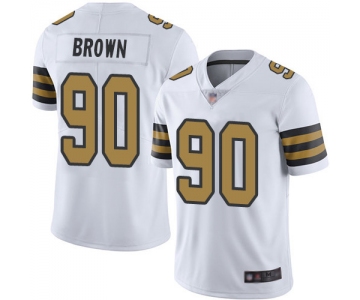 Men's New Orleans Saints #90 Malcom Brown White Men's Stitched Football Limited Rush Jersey