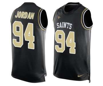 Men's New Orleans Saints #94 Cameron Jordan Black Hot Pressing Player Name & Number Nike NFL Tank Top Jersey