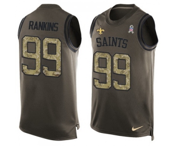 Men's New Orleans Saints #99 Sheldon Rankins Green Salute to Service Hot Pressing Player Name & Number Nike NFL Tank Top Jersey