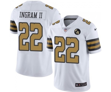 Nike New Orleans Saints #22 Mark Ingram II White With Tom Benson Patch Color Rush Limited Jersey