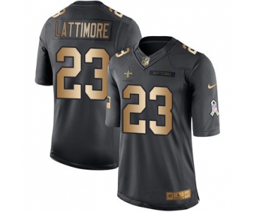 Nike New Orleans Saints #23 Marshon Lattimore Black Men's Stitched NFL Limited Gold Salute To Service Jersey