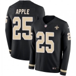 Nike Saints #25 Eli Apple Black Team Color Men's Stitched NFL Limited Therma Long Sleeve Jersey