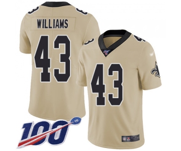 Nike Saints #43 Marcus Williams Gold Men's Stitched NFL Limited Inverted Legend 100th Season Jersey