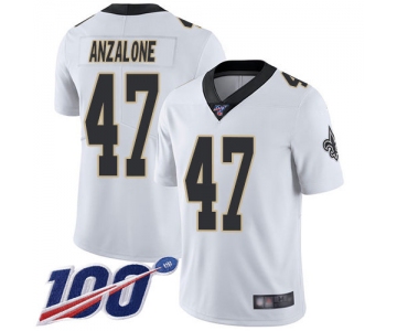 Nike Saints #47 Alex Anzalone White Men's Stitched NFL 100th Season Vapor Limited Jersey