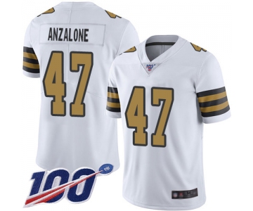 Nike Saints #47 Alex Anzalone White Men's Stitched NFL Limited Rush 100th Season Jersey