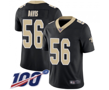 Nike Saints #56 DeMario Davis Black Team Color Men's Stitched NFL 100th Season Vapor Limited Jersey